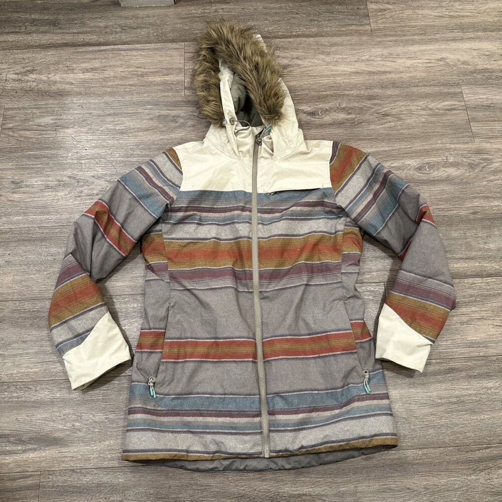 Burton Jacket Women Medium Aztec Insulated Thermolite Fur Living Lining Ski